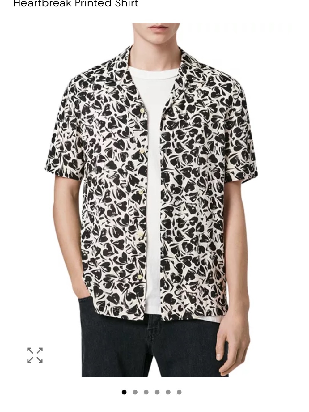 Black & White Heart Print Short Sleeve Shirt